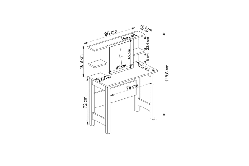 Gedalia Sminkbord 90 cm - Antracit - Möbler - Bord & matgrupper - Sminkbord & toalettbord