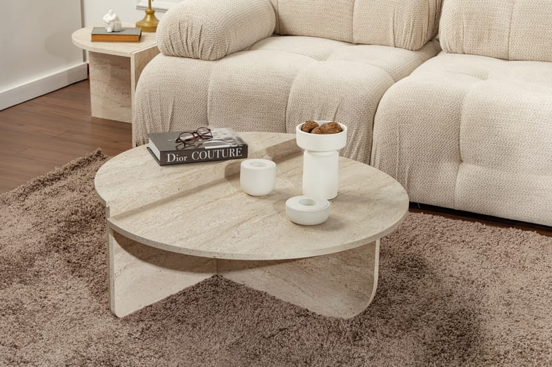 Georgette Soffbord 90 cm - Travertine - Möbler - Bord & matgrupper - Soffbord