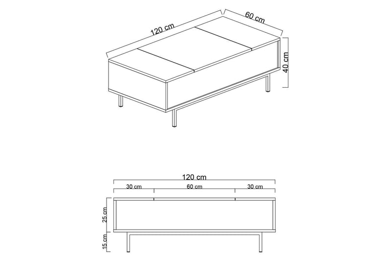 Germaine Soffbord 120 cm - Antracit/Vit/Svart - Möbler - Bord & matgrupper - Soffbord