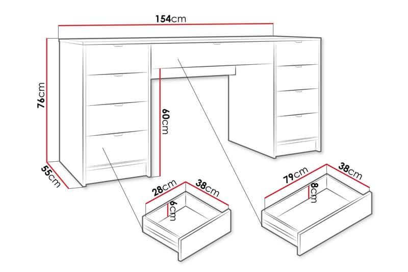 Gudelia Sminkbord 154 cm - Beige - Möbler - Bord & matgrupper - Sminkbord & toalettbord