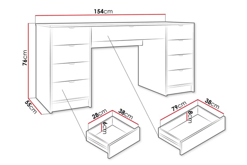 Gudelia Sminkbord 154 cm - Svart - Möbler - Bord & matgrupper - Sminkbord & toalettbord