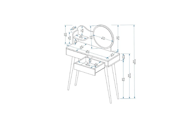 Gutty Sminkbord 90 cm - Vit - Möbler - Bord & matgrupper - Sminkbord & toalettbord