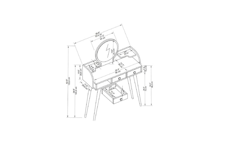 Habiba Sminkbord 93,6 cm - Antracit - Möbler - Bord & matgrupper - Sminkbord & toalettbord