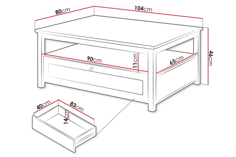 Hammerdal Soffbord 104 cm - Vit/Ek - Möbler - Bord & matgrupper - Soffbord