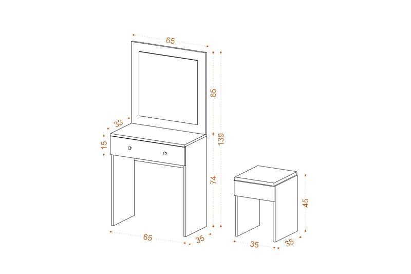 Haywood Sminkbord 65 cm - Vit/Guld - Möbler - Bord & matgrupper - Sminkbord & toalettbord