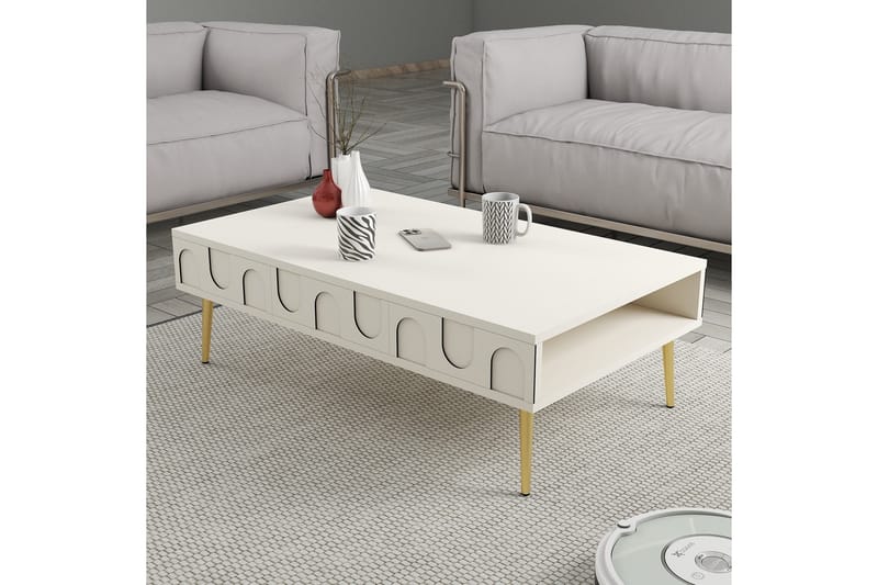 Hazim Soffbord 105 cm - Cream/Guld - Möbler - Bord & matgrupper - Soffbord