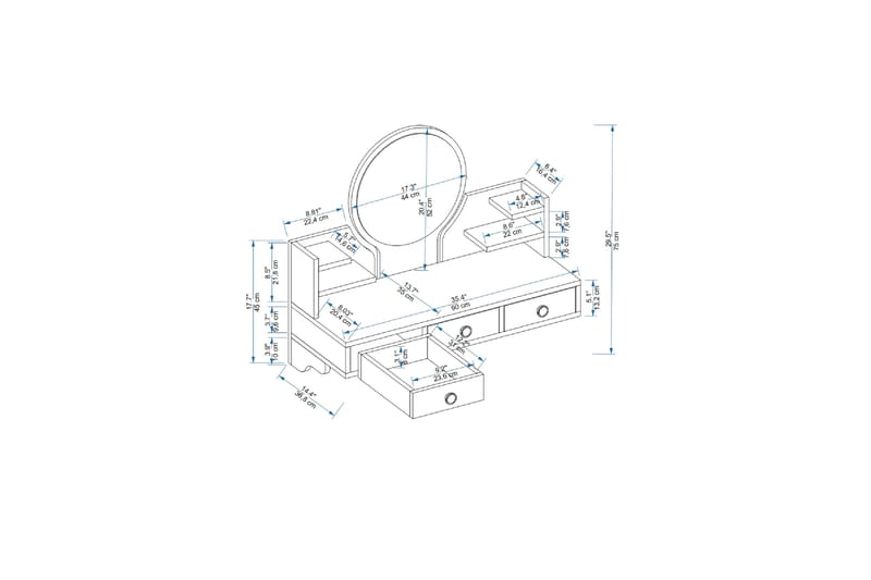 Hines Sminkbord 90 cm - Vit - Möbler - Bord & matgrupper - Sminkbord & toalettbord