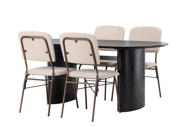 Isolde Matgrupp  180 cm Oval med 4 Seda stolar - Beige - Matgrupper