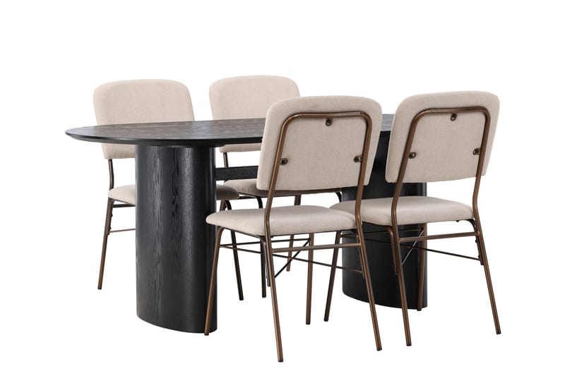 Isolde Matgrupp  180 cm Oval med 4 Seda stolar - Beige - Matgrupper