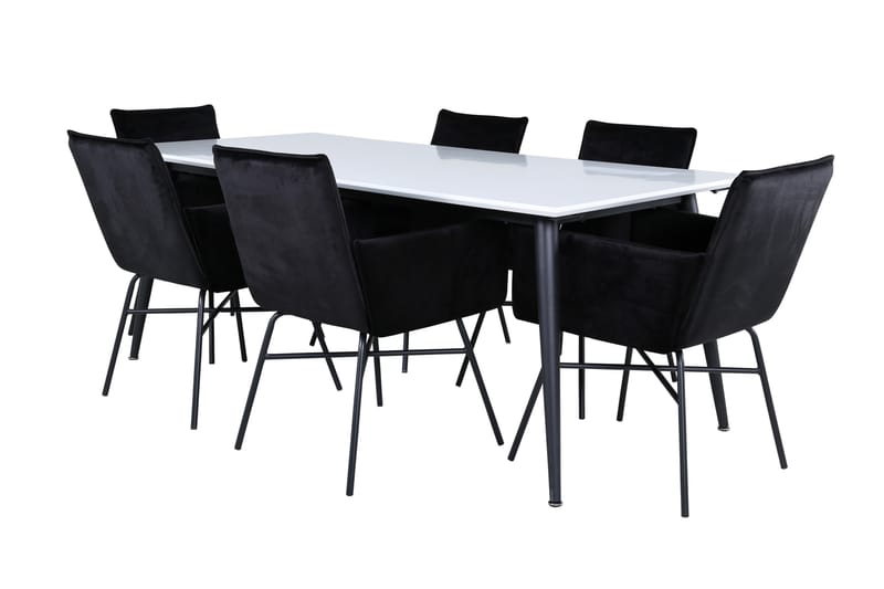 Jimms Matgrupp  195 cm Rektangulär med 6 Petra stolar - Svart - Matgrupper