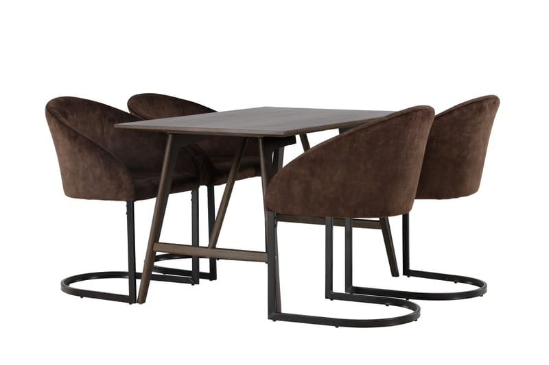 Kaseidon Matgrupp  120 cm Rektangulär med 4 Evening stolar - Mörkbrun - Matgrupper