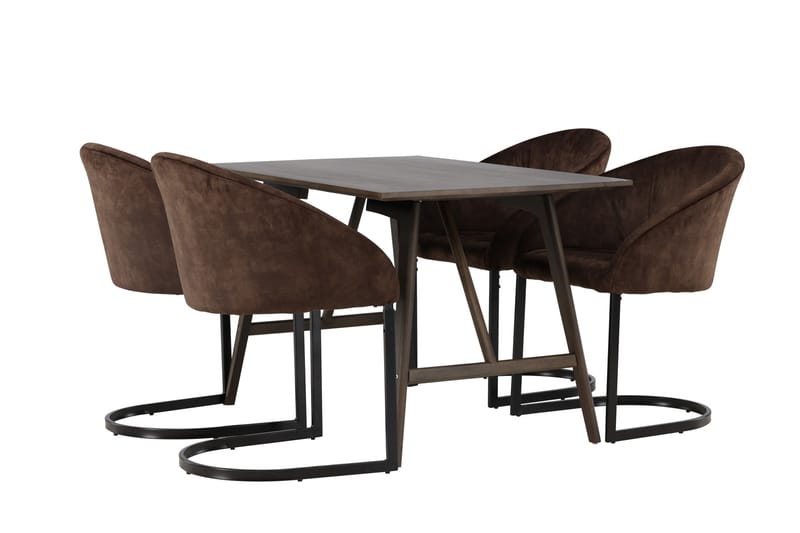 Kaseidon Matgrupp  120 cm Rektangulär med 4 Evening stolar - Mörkbrun - Matgrupper