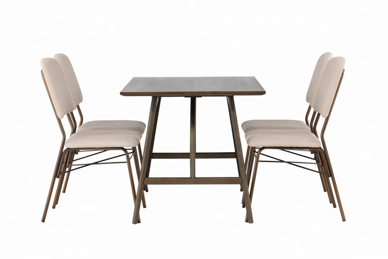Kaseidon Matgrupp  120 cm Rektangulär med 4 Seda stolar - Beige - Matgrupper