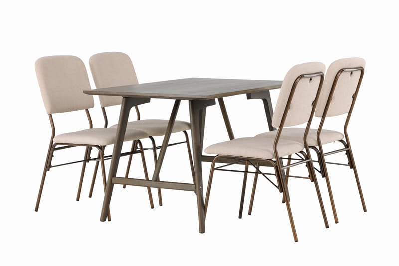 Kaseidon Matgrupp  120 cm Rektangulär med 4 Seda stolar - Beige - Matgrupper