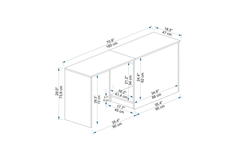 Akser Skrivbord 47x180 cm - Brun/Antracit - Möbler - Bord & matgrupper - Kontorsbord - Skrivbord