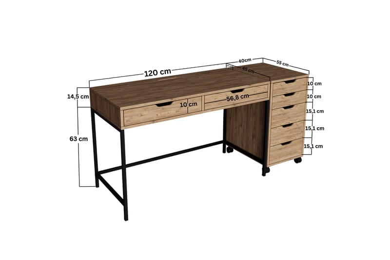 Atlas Skrivbord 55x160 cm - Brun - Möbler - Bord & matgrupper - Kontorsbord - Skrivbord