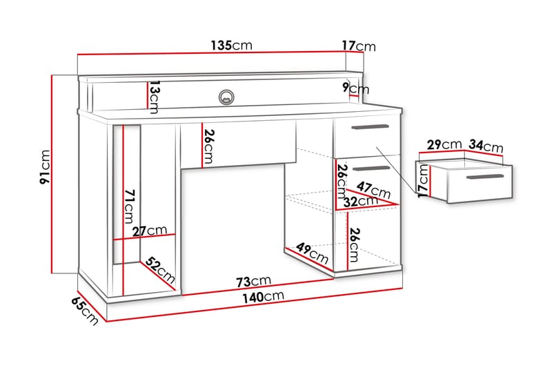 Ayora Skrivbord 65x140 cm - Vit - Möbler - Bord & matgrupper - Kontorsbord - Skrivbord