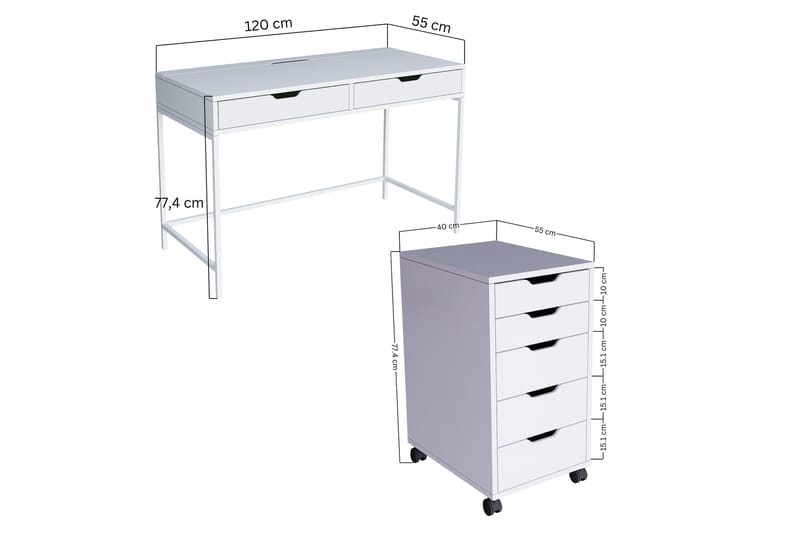 Durusu Skrivbord 55x120 cm - Vit - Möbler - Bord & matgrupper - Kontorsbord - Skrivbord