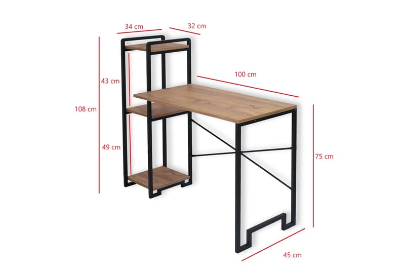 Eion Skrivbord 108x45 cm - Brun/Svart - Möbler - Bord & matgrupper - Kontorsbord - Skrivbord