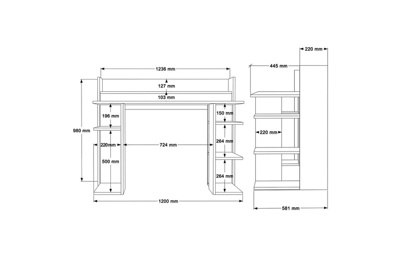 Ezzo Skrivbord 58,1x123,6 cm - Vit - Möbler - Bord & matgrupper - Kontorsbord - Skrivbord