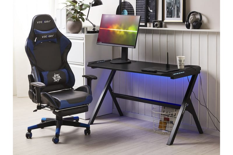 Danvers Gamingbord 120 cm med LED-belysning - Svart/Grå - Möbler - Bord & matgrupper - Kontorsbord - Gamingbord