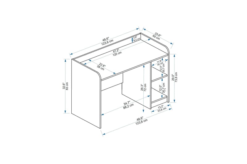 Luses Skrivbord 23,6x123,6 cm - Brun/Beige - Möbler - Bord & matgrupper - Kontorsbord - Skrivbord