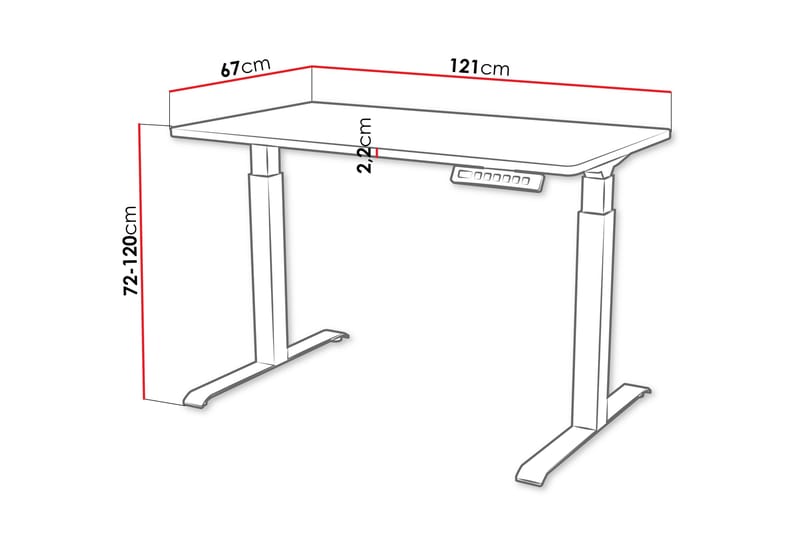 Adrianah Skrivbord 67x121 cm - Brun/Svart - Möbler - Bord & matgrupper - Kontorsbord - Skrivbord - Höj och sänkbart skrivbord