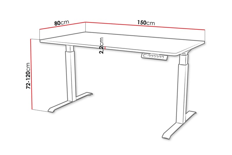 Adrianah Skrivbord 80x150 cm - Brun/Svart - Möbler - Bord & matgrupper - Kontorsbord - Skrivbord - Höj och sänkbart skrivbord