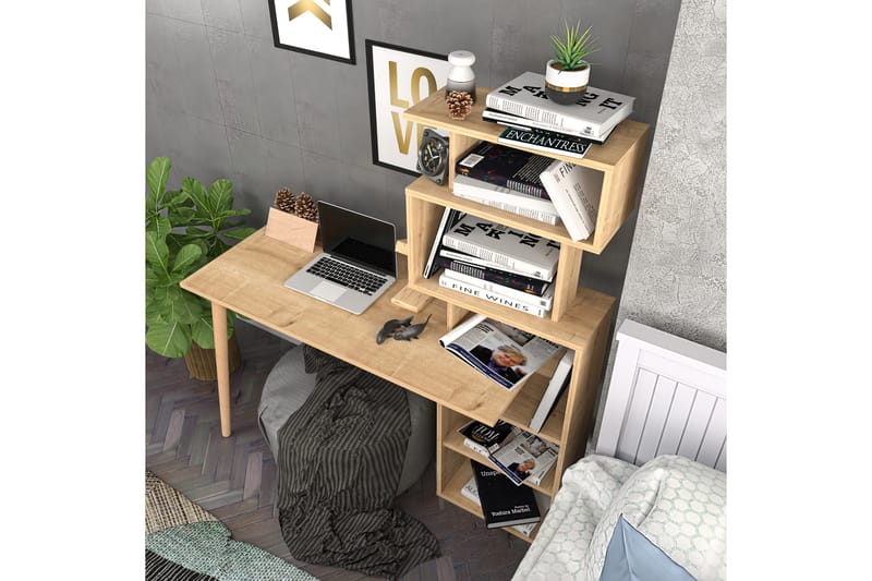 Andifli Skrivbord 55x146,4x133 cm med förvaring - Ek - Skrivbord