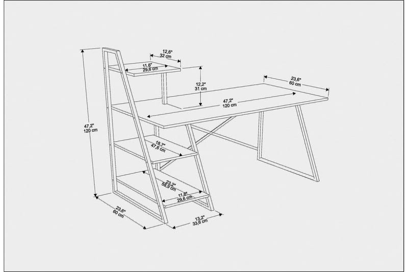 Andifli Skrivbord 60x120x120 cm med förvaring - Vit - Möbler - Bord & matgrupper - Kontorsbord - Skrivbord