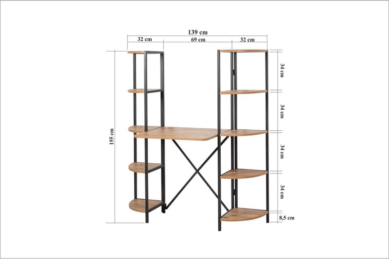 Aura Skrivbord 139 cm - Brun/Svart - Skrivbord