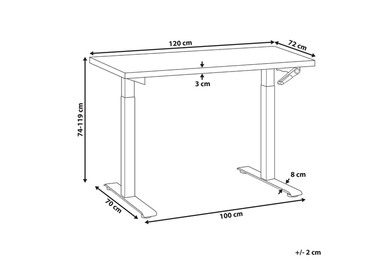 Bina Skrivbord 72x120 cm - Grå/Svart - Möbler - Bord & matgrupper - Kontorsbord - Skrivbord - Höj och sänkbart skrivbord