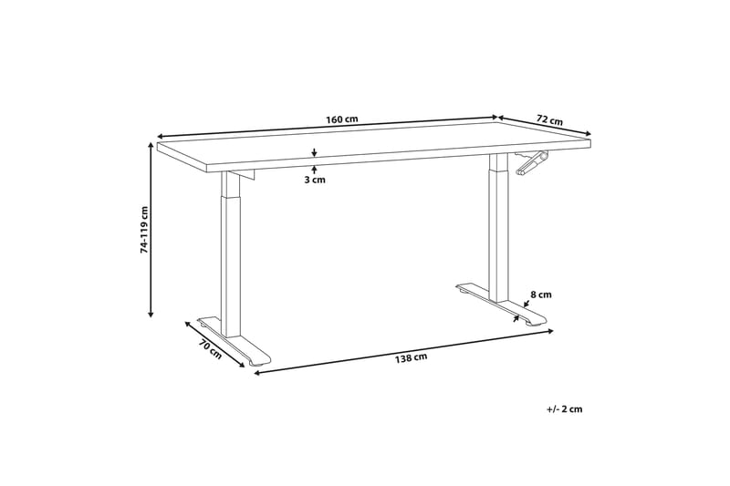 Bina Skrivbord 72x160 cm - Mörkt trä/Vit - Möbler - Bord & matgrupper - Kontorsbord - Skrivbord - Höj och sänkbart skrivbord