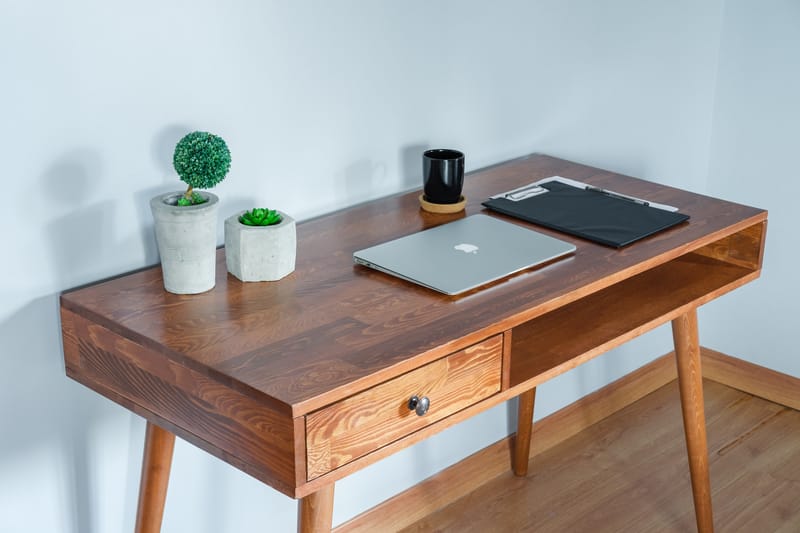 Colomieu Skrivbord 120 cm med Förvaring Hylla + Låda - Mörkbrun - Skrivbord