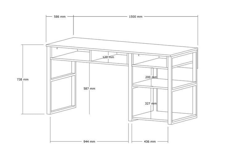 Emro Skrivbord 150 cm - Guld/Vit - Skrivbord