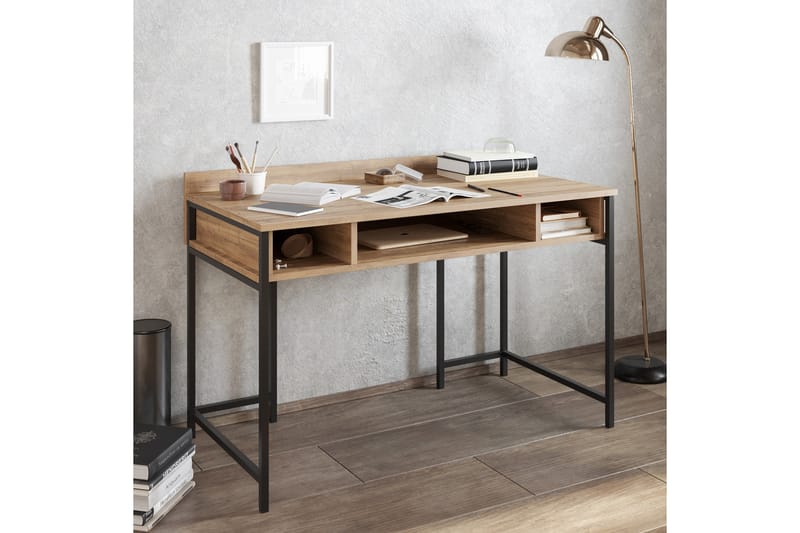 Fagersanna Skrivbord 120 cm med Förvaring Hyllor - Svart - Skrivbord