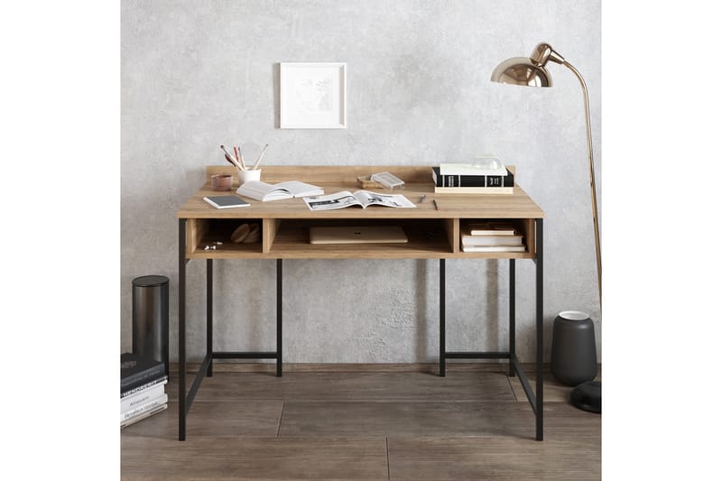 Fagersanna Skrivbord 120 cm med Förvaring Hyllor - Svart - Skrivbord
