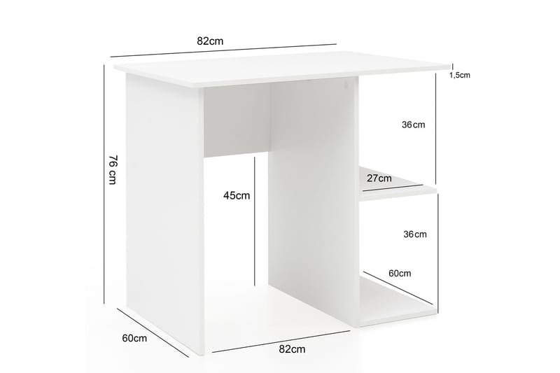 Farleys Skrivbord 82 cm med Förvaring Hyllor - Vit - Skrivbord