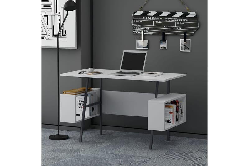 Galatad Skrivbord 120x73,8x120 cm med förvaring - Vit - Skrivbord