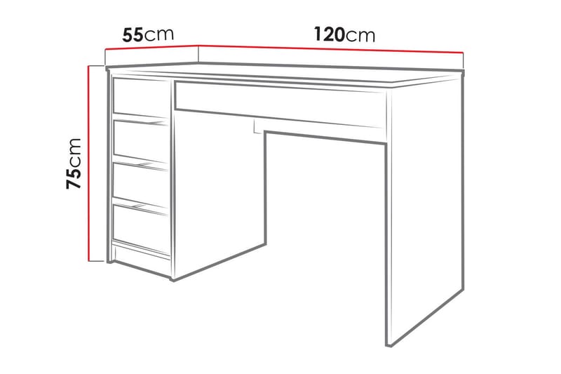 Harland Skrivbord 120 cm med 5 Förvaringslådor - Vit / Vit Högglans - Möbler - Bord & matgrupper - Kontorsbord - Skrivbord