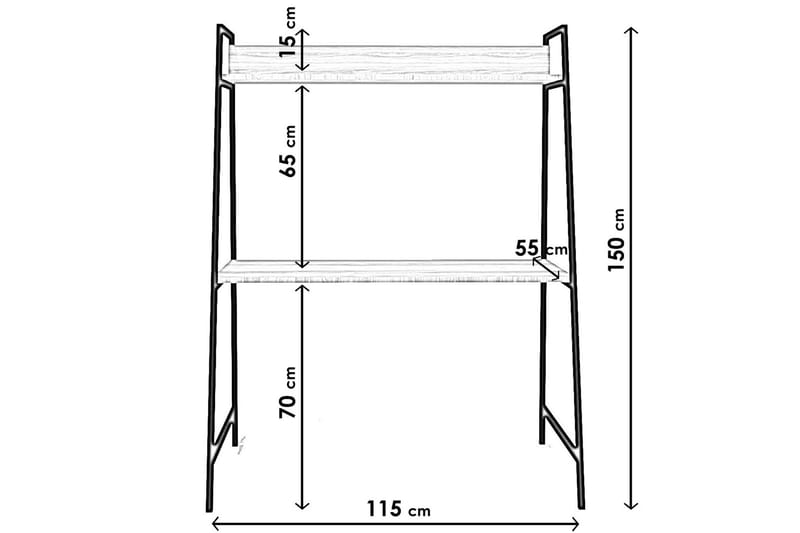 Homitis Skrivbord 115x150x115 cm med förvaring - Brun - Skrivbord