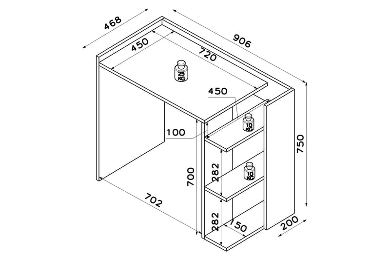 Isora Skrivbord 90,6x75x90,6 cm med förvaring - Vit - Skrivbord
