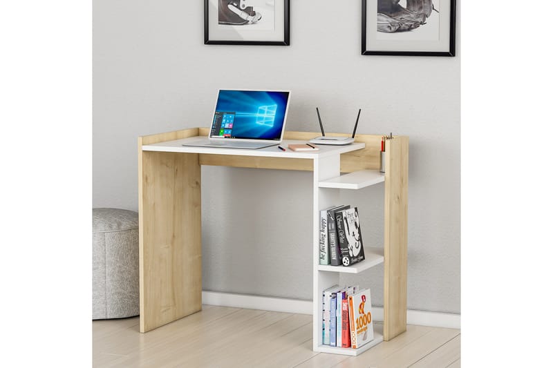 Isora Skrivbord 90,6x75x90,6 cm med förvaring - Vit - Skrivbord