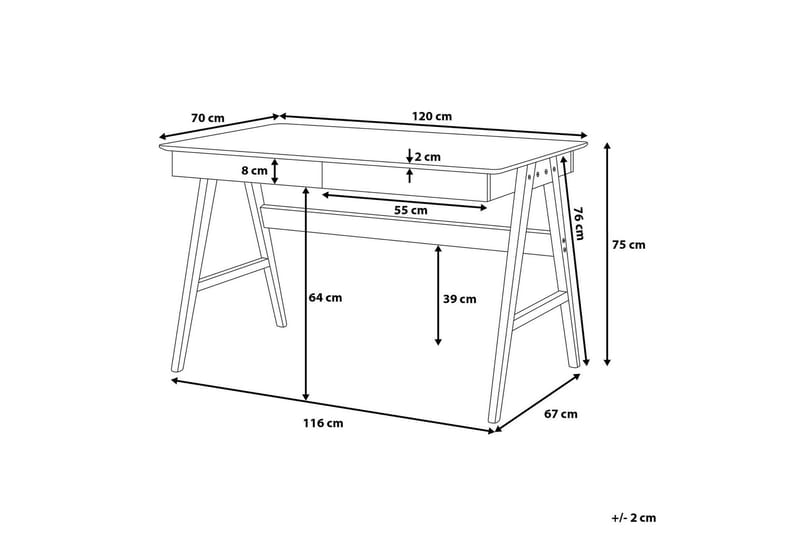 Jahnyia Skrivbord 120 cm 2 Lådor - Ljusbrun - Skrivbord