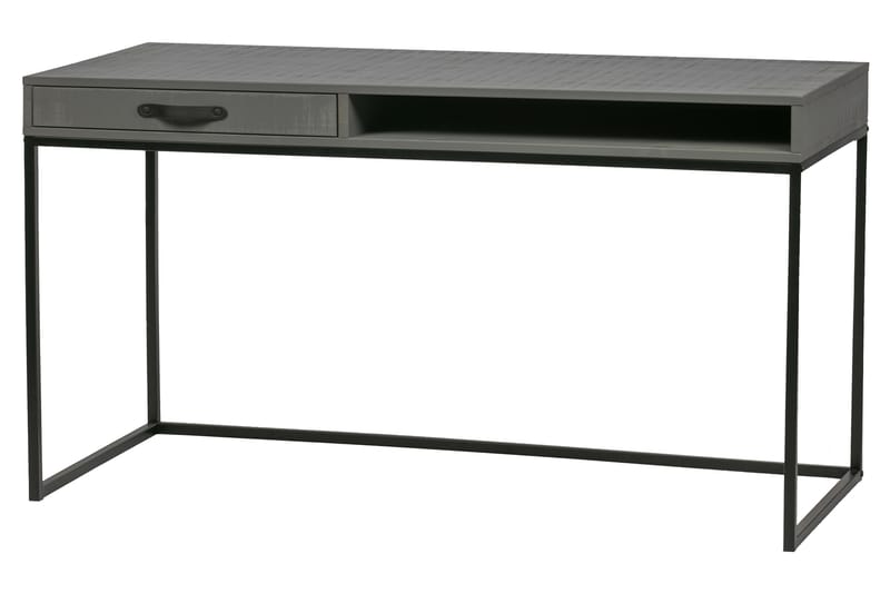 Kahe Skrivbord 130 cm med Förvaring Låda + Hylla - Grå/Svart - Skrivbord