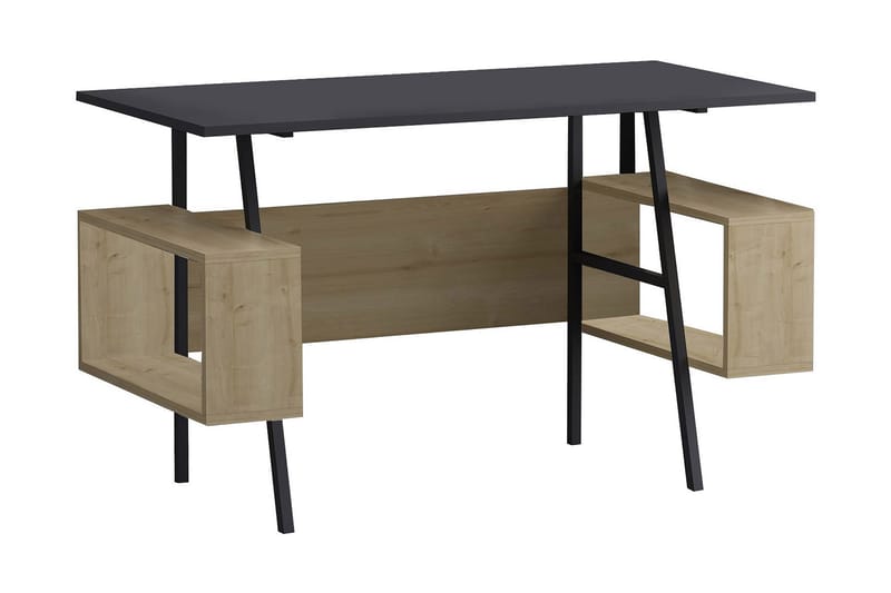 Kaynta Skrivbord 120x73,8x120 cm med förvaring - Grå/Brun - Höj och sänkbart skrivbord - Skrivbord - Datorbord