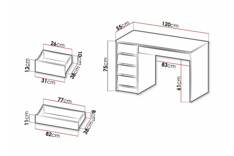 Kintore Skrivbord 120 cm - Antracit - Skrivbord