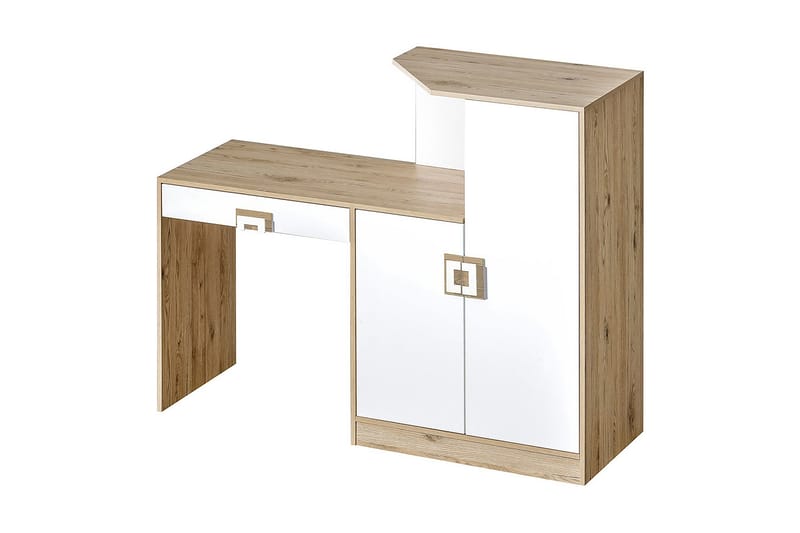 Klacksberg Skrivbord 150 cm med Förvaring Låda + Skåp - Beige/Vit - Höj och sänkbart skrivbord - Skrivbord - Datorbord