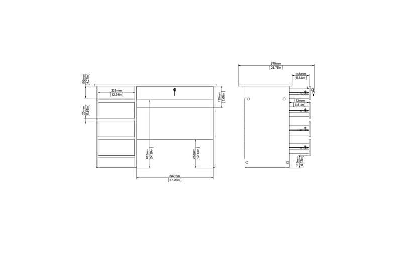 Klintberg Skrivbord 109 cm - Vit - Möbler - Bord & matgrupper - Kontorsbord - Skrivbord