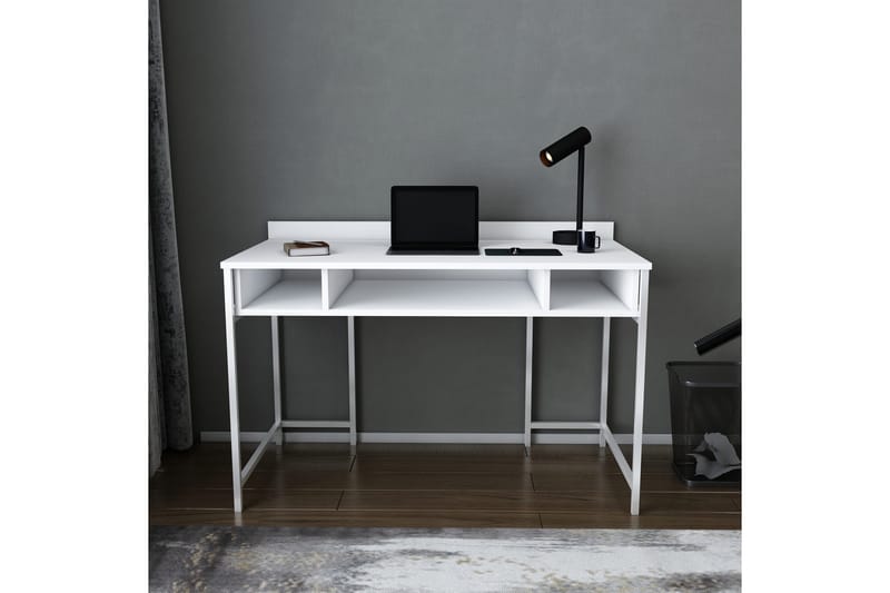 Malem Skrivbord 60x74,8x120 cm med förvaring - Vit - Skrivbord